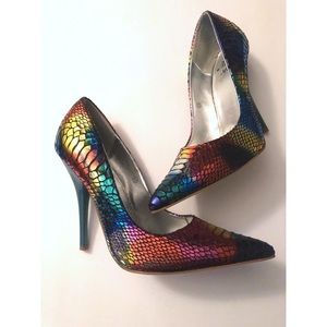NEW Pointed-Toe Snakeskin Multi-Colored Stiletto